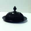 #BLKTI0093-4 CAMEO BLACK TIARA DIAMOND POINT COVERED OVAL BUTTER DISH $49.95