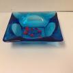 #CB4-39-COLONIAL (AZURE) BLUE MED. SQ. ASH TRAY W-ZEP $15.95. SALE $9.95 + S&H &