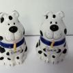 #BWSDS&P5-1&2  HOLIDAY TIME BL. & WHT.SPOTTED DOG S&P SET W/COOKIE SIGN $9.95.+