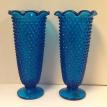 #CB9-1&2-COLONIAL BLUE HOBNAIL FTD.SCALLOPED TOP 8 3/4 IN.VASE SALE $34.95 EA  +