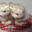 #CJS&P4-21  WHITE CATS IN RED PLAID BASKET $12.95 SALE $9.95 +S&H & INS.