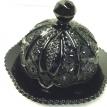 #BLK30-9-ELEGANT BLACK DAISY & BUTTON ROUND COVERED BUTTER DISH. SALE $39.95 + S