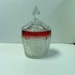#QADCB13-2 - QUEEN ANNE DIAMOND POINT CRANBERRY COVERED COOKIE JAR $49.95