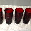 RR54-86-90  RUBY RED ARCOROC ANTIQUE DESIGN SET OF( 4)  14 OZ. TUMBLERS $39.95 +