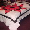 TEXAS STAR HAND CRAFTED QUILT #47K/Q 91X107 1/2 BLK&RED/WHT $150.00+S&H& INS.